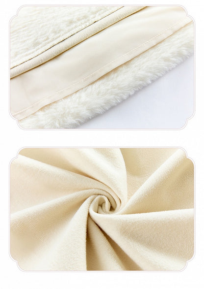 Beige Floral Embroidery Bodice Long Sleeves Lolita Dress Plush Neckline and Cuffs