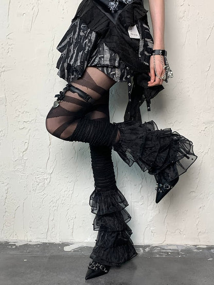 Black Y2K Crisscorss Banded Tights