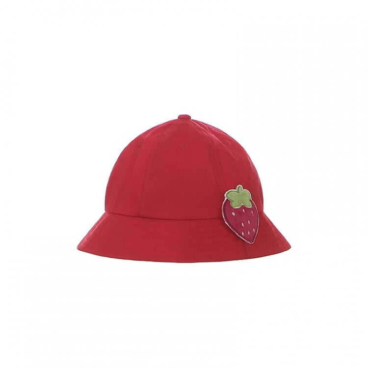 Light Pink/Wine Red Strawberry Applique Hat