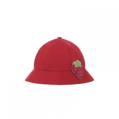 Light Pink/Wine Red Strawberry Applique Hat