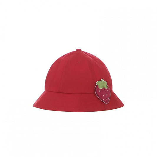 Light Pink/Wine Red Strawberry Applique Hat