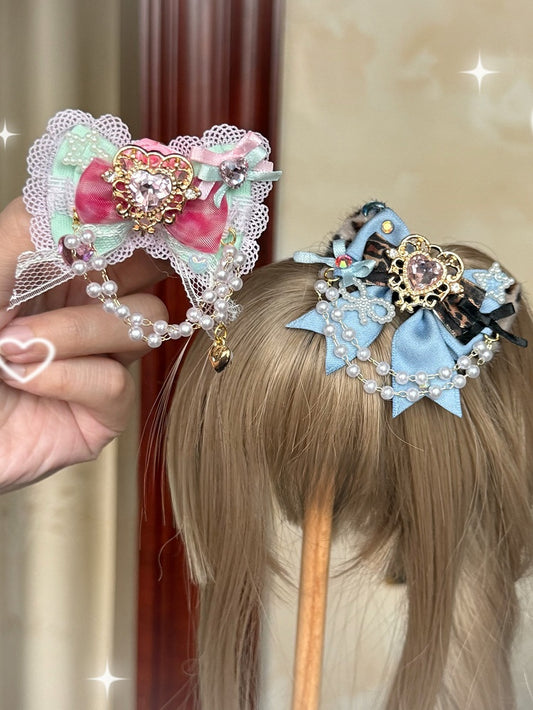 2 Options Beaded Charm Bowknot BJD Doll Hairclip