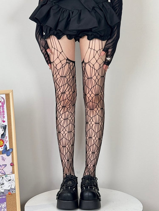 Black Gothic Cut-out Design Suspender Stockings