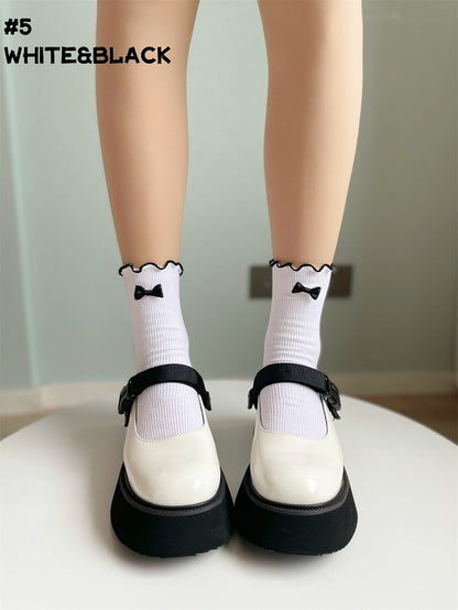 8 Options Ruffled Contrast Trim Lolita Ankle Socks