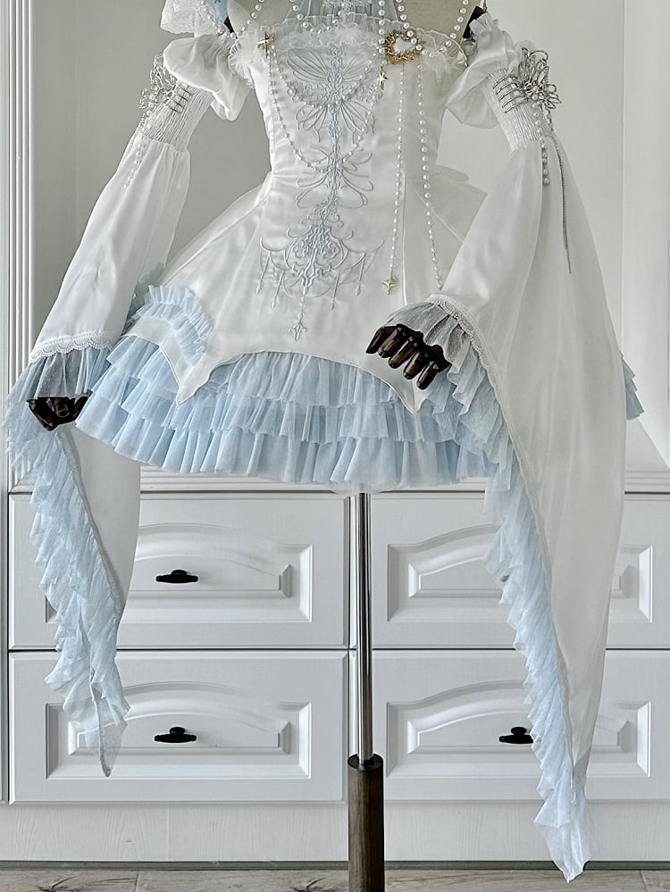 Black / Red / Blue Wide Bell Sleeves