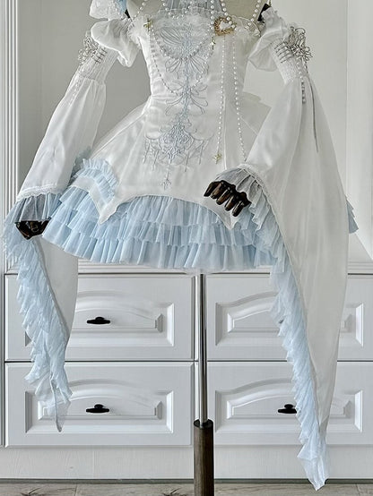 Black / Red / Blue Wide Bell Sleeves