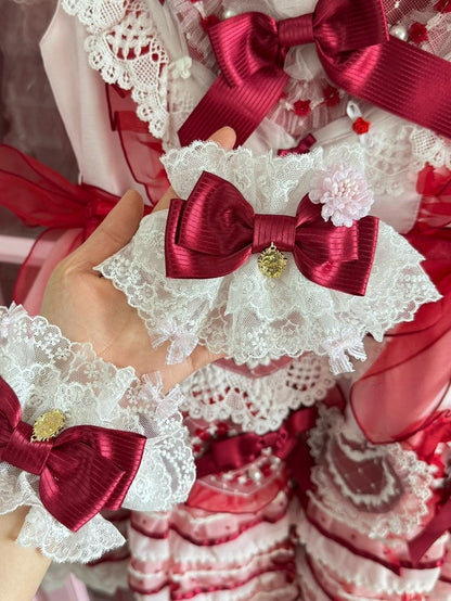 Pink/Purple/Blue/Red/White Floral Design Bowknot Wrist Cuffs