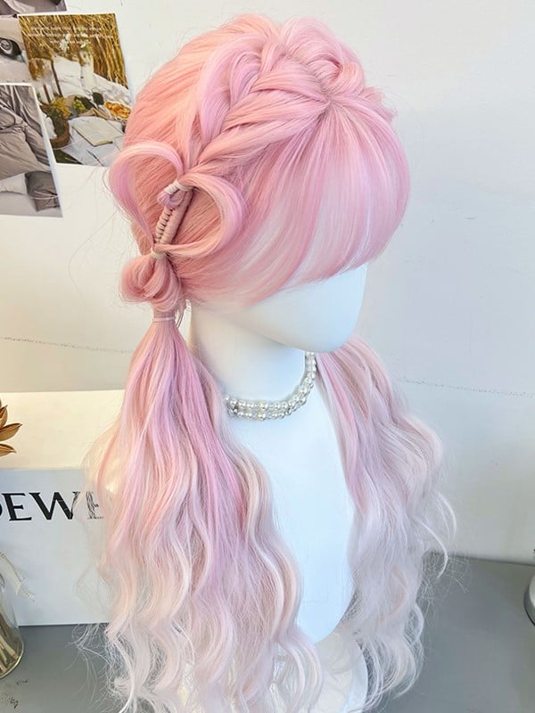 Pink Braided Synthetic Wig With Air Bangs