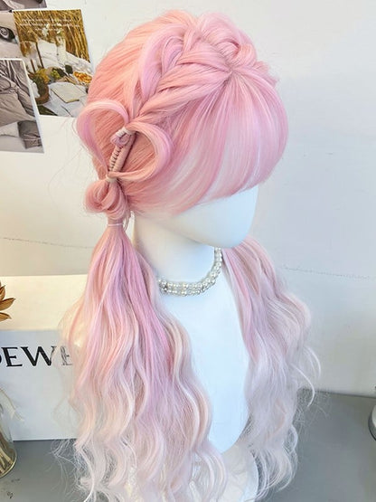 Pink Braided Synthetic Wig With Air Bangs