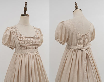 Brown Vintage Embroidery Empire Waist Elegant Lolita One Piece Long/Short Version