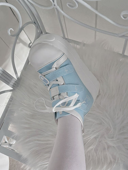 Tenshi Kaiwai Blue Round Toe Yami Kawaii Platform Sneakers