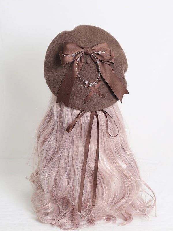 4 Colors Cute Lolita Beret With Bowknot Ribbon