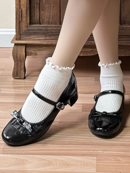 Black Gothic Bow at Top Spiderweb Design Mary Janes