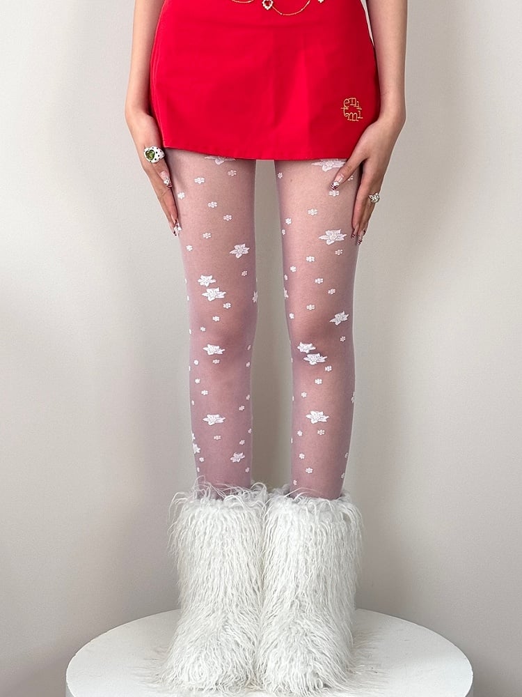 Black/Pink/Purple Floral Pattern Tights