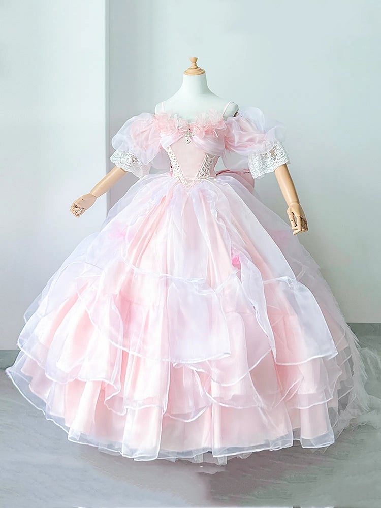 Plus Sizes Available Pink Lace-up Basque Waist Gorgeous Hanayome Hime Dress