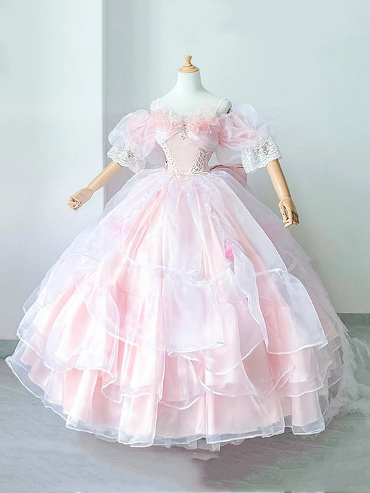 Plus Sizes Available Pink Lace-up Basque Waist Gorgeous Hanayome Hime Dress