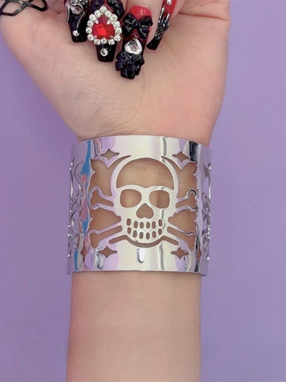 Silver/Black Y2K Punk Skull Hollowed-out Bracelet
