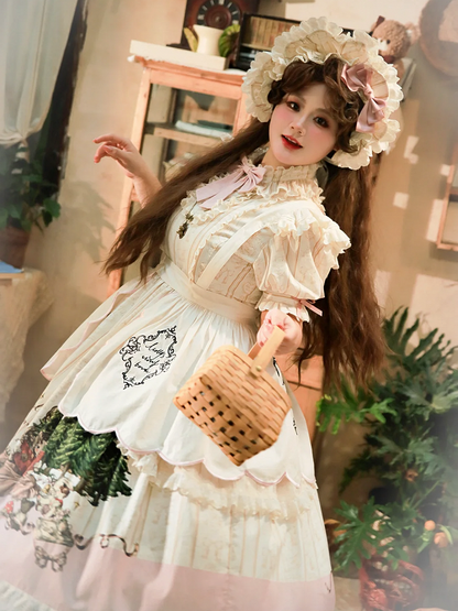 Plus Sizes Available Creamy Short Sleeves Lolita Cotton Dress Sweet Lolita One Piece