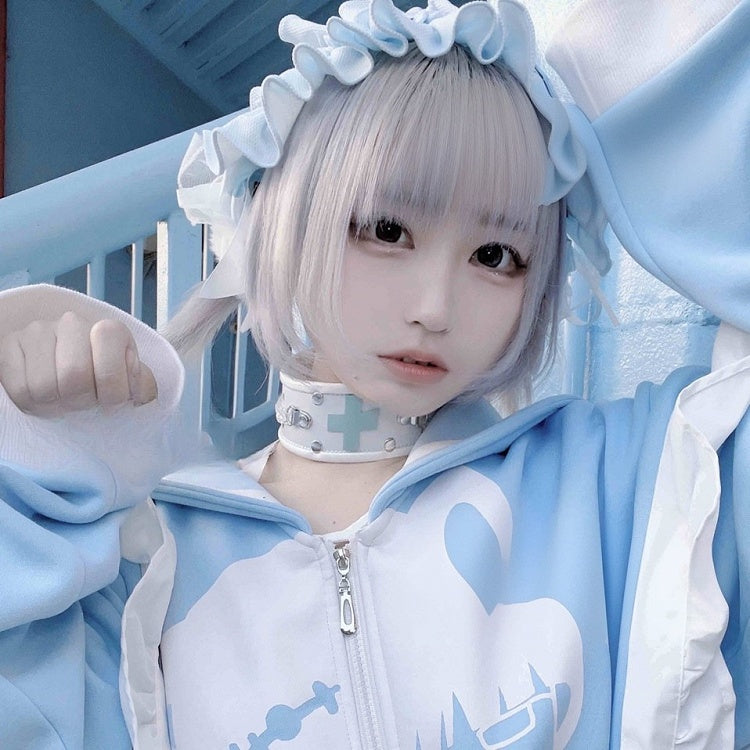 Red/Pink/Blue Yami Kawaii Stud Punk Cross Choker