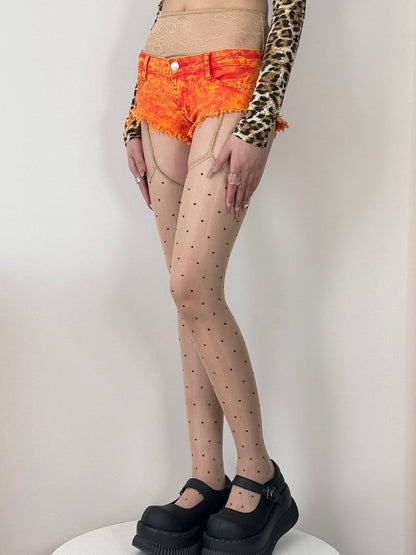 7 Color Options Polka-dot Pattern Semi-sheer Suspender Stockings