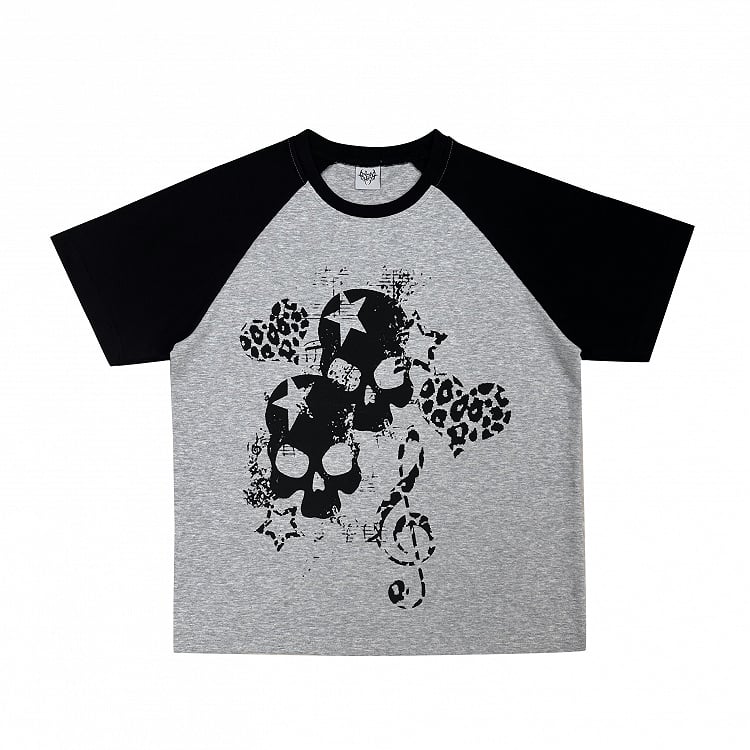 6 Colors Colorblock Design Loose Graphic T-Shirt