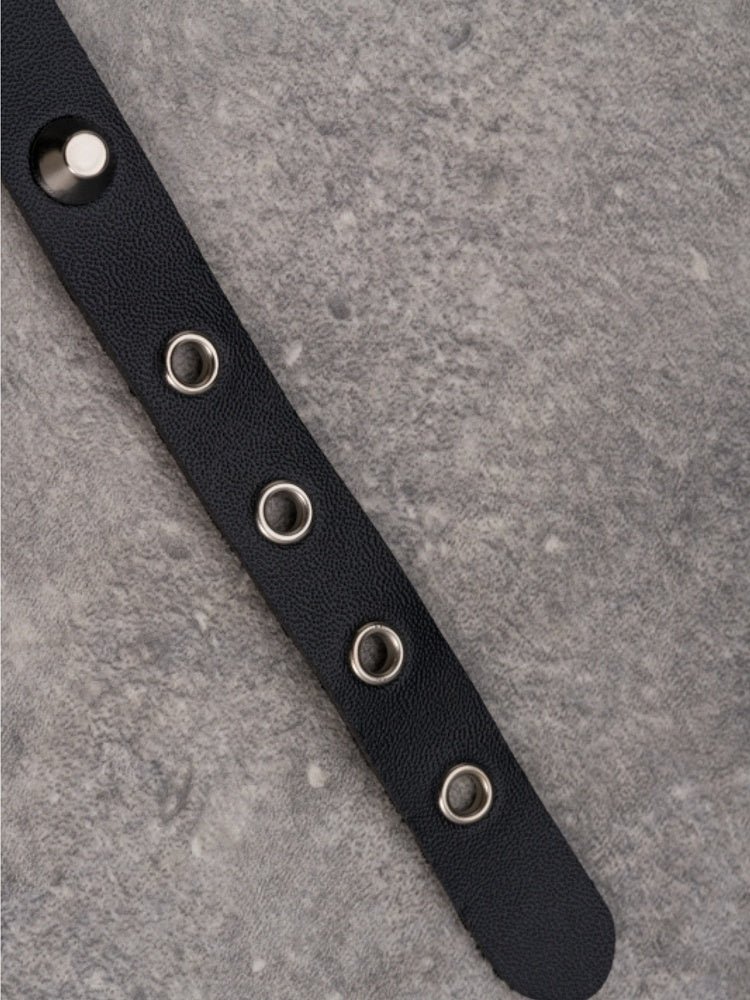 Black&Silver Gothic Demon Mask Pendant Studs Design Buckle Choker