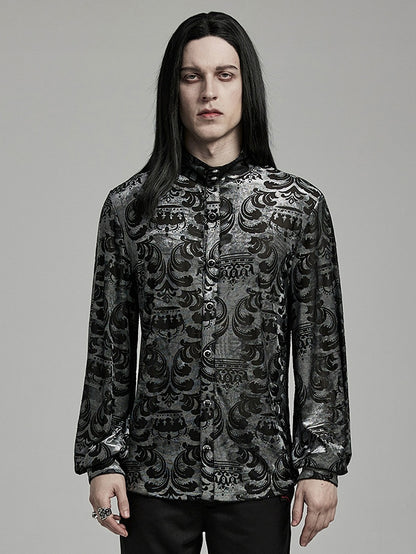 Black and Gray Goth Men's Shirt