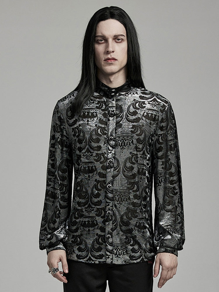 Black and Gray Goth Men's Shirt