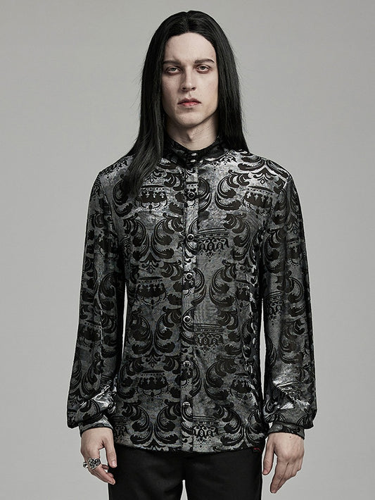 Black and Gray Goth Men's Shirt