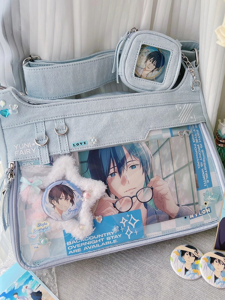 Denim Unisex Adjustable Strap Large Capacity Blue Ita Bag