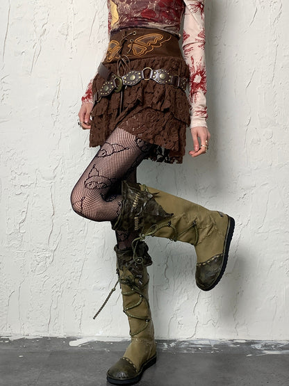 Black Y2K Fishnet Design Tights