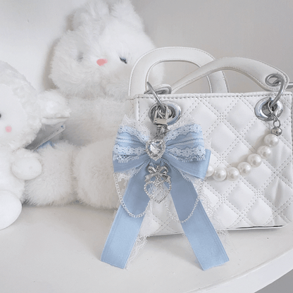 5 Colors Jirai Kei Heart Rhinestone Chains Decorated Bowknot Charm