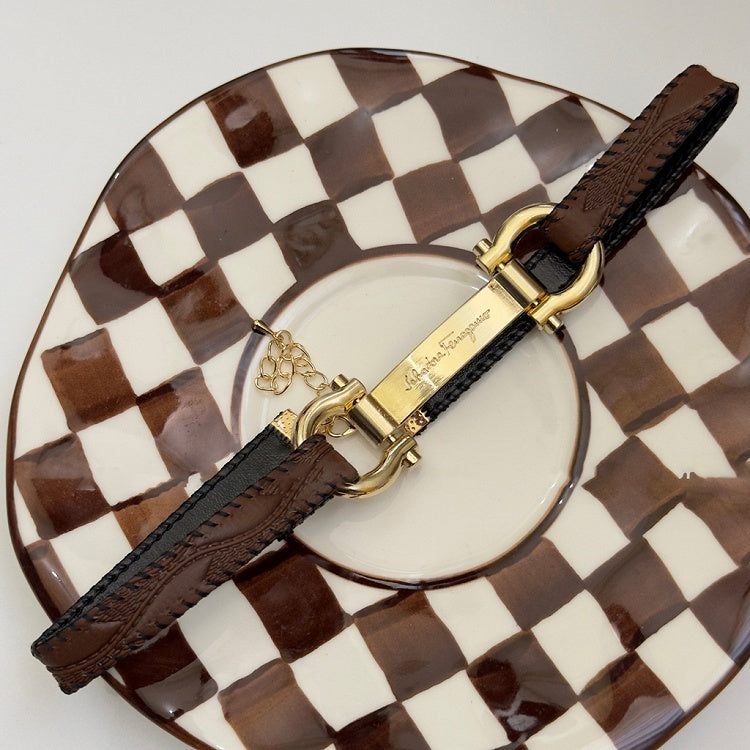 Y2K Brown/Dark Green PU Wasteland Punk Choker