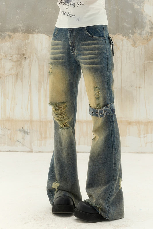 Punk Low-waist Flare Denim Pants