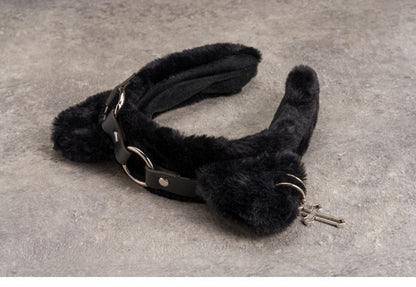 Cross Charm Black Gothic Plush Kitty Ears KC