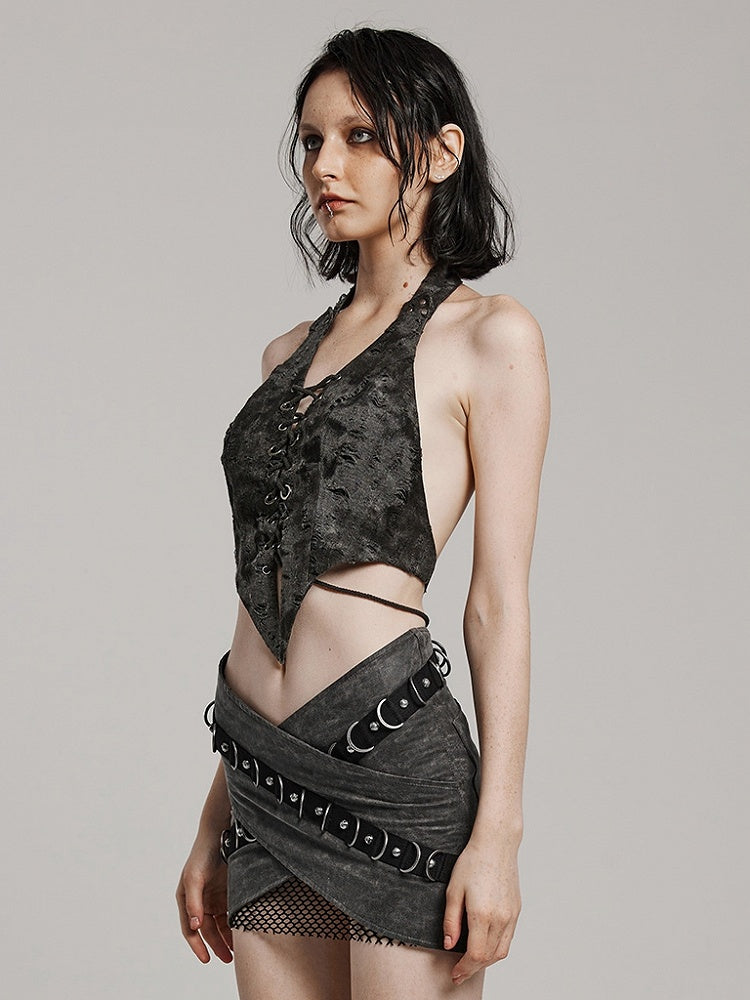 Dark Gray Punk Halter Vest