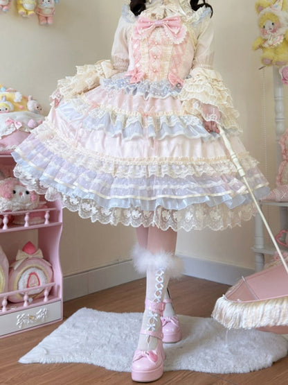 Pink Bead Chain Bows Decorated Hanayome Lolita Princess Dress