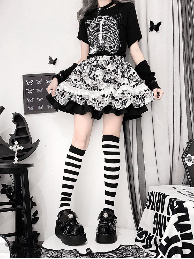 Devil Wings Punk Black Platforms Silver-tone Studs Goth Shoes