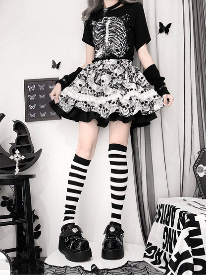 Devil Wings Punk Black Platforms Silver-tone Studs Goth Shoes