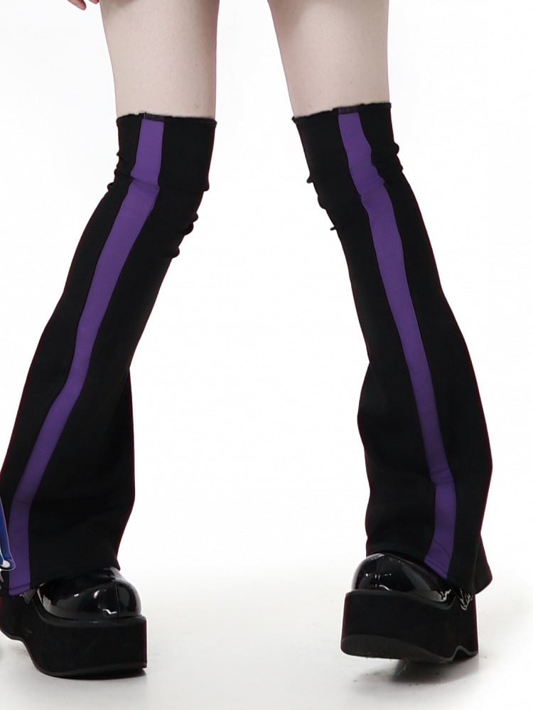 Black and Purple Colorblock Design Leg Warmers