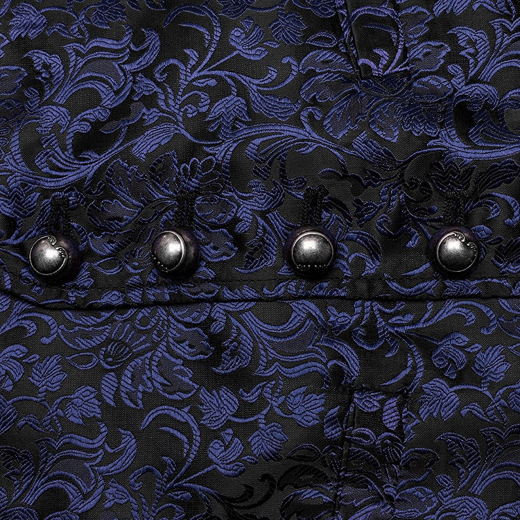 Black and Blue Goth Jacquard Waistcoat