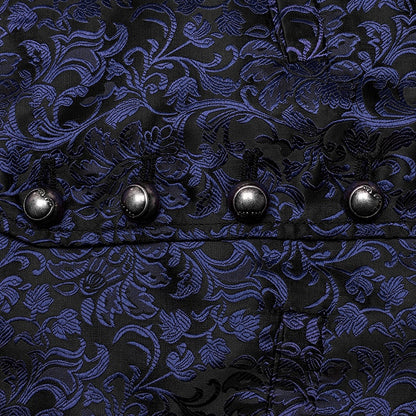 Black and Blue Goth Jacquard Waistcoat