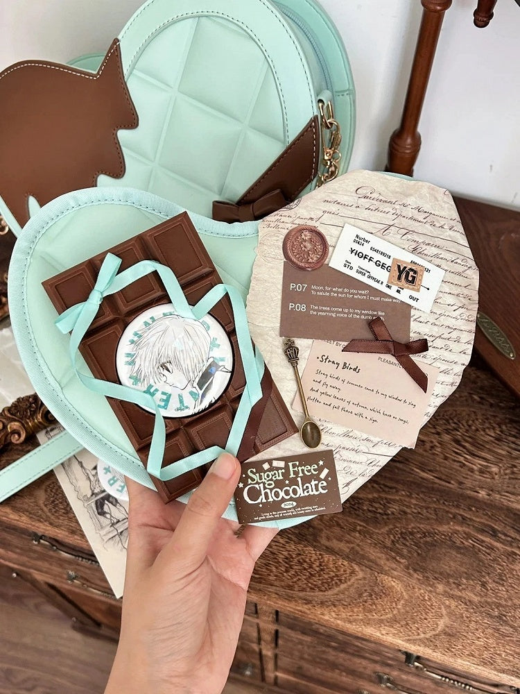 Green Heart-shaped PU Ita Bag with Bowknot