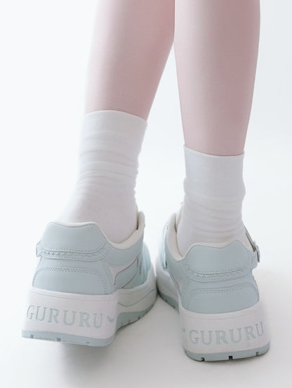 Blue Velcro Strap Closures Platform Sneakers