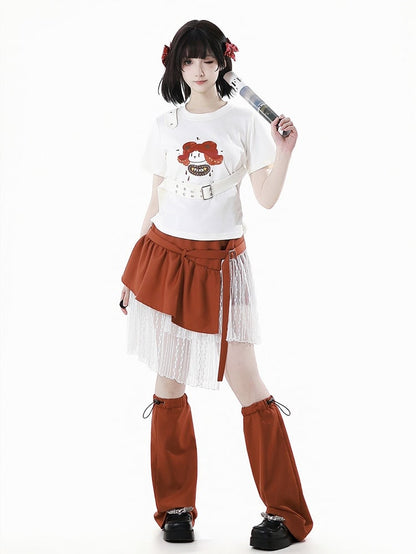 Orange Drawstring Cuffs Leg Warmers