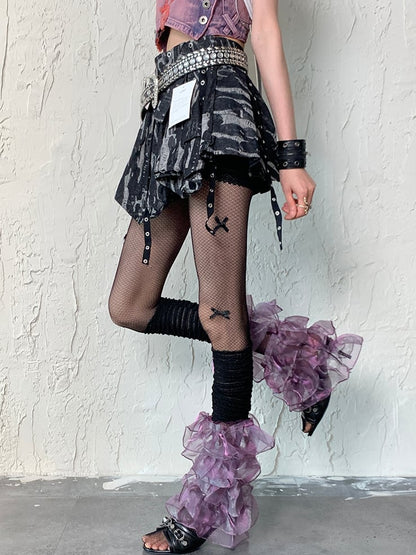 Black Y2K Bowknot Details Fishnet Design Tights