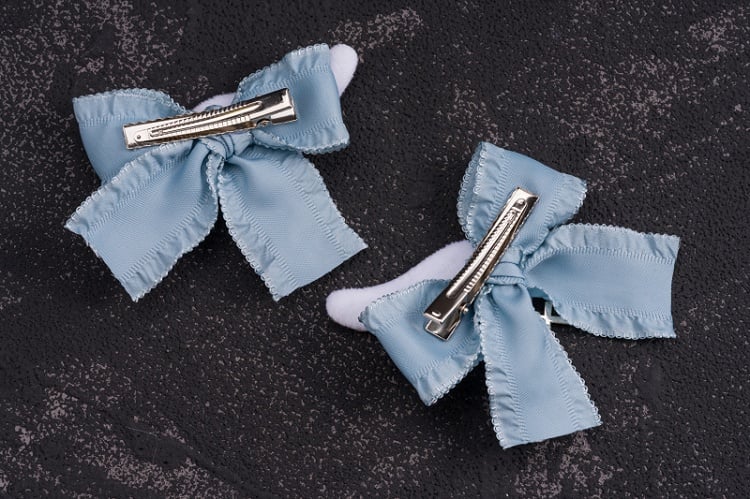 Cross Charm Blue and White Handmade Angel Wings Bowknot Hairclips