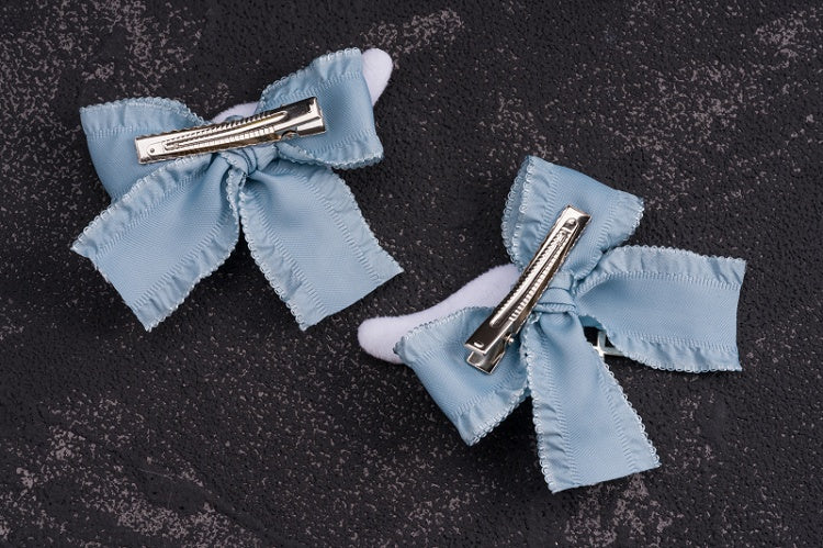 Cross Charm Blue and White Handmade Angel Wings Bowknot Hairclips