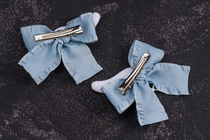 Cross Charm Blue and White Handmade Angel Wings Bowknot Hairclips