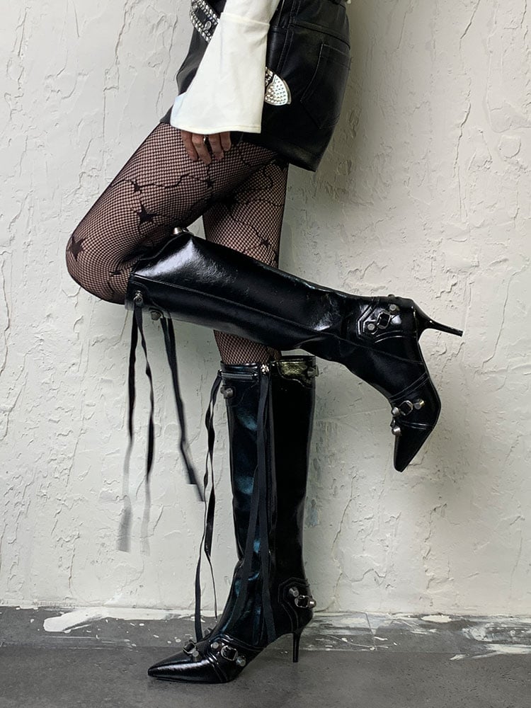 Black Dark Gothic Star Pattern Hollow-out Tights